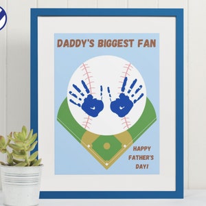 Arte de huellas de manos del Día del Padre de papá de béisbol / Arte de huellas de manos de béisbol imprimible / Artesanía del Día del Padre / Recuerdo de arte de huellas de manos