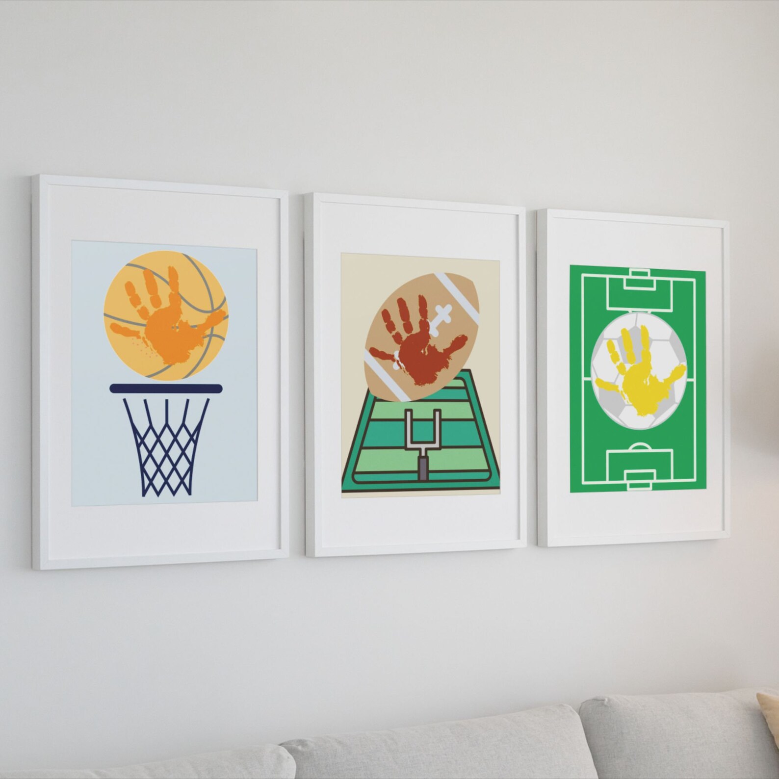 Sports Handprint Art Bundle Soccer Football Baseball Etsy