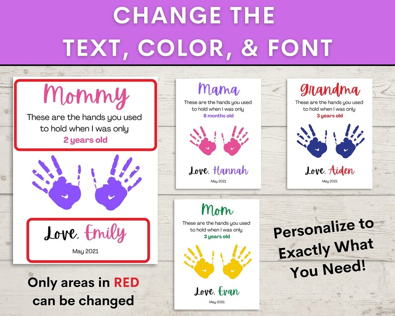 EDITABLE Gift for Mom Printable Handprint Art DIY - Etsy
