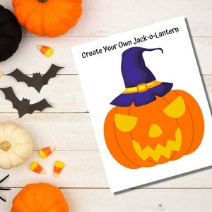 Halloween Jack-O-Lantern Activity Sheets Pumpkin Toddler Printable DIY Pumpkin Craft Preschool Shapes Activity Toddler Busy Book image 3