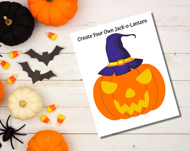 Halloween Jack-O-Lantern Activity Sheets Pumpkin Toddler Printable DIY Pumpkin Craft Preschool Shapes Activity Toddler Busy Book image 3