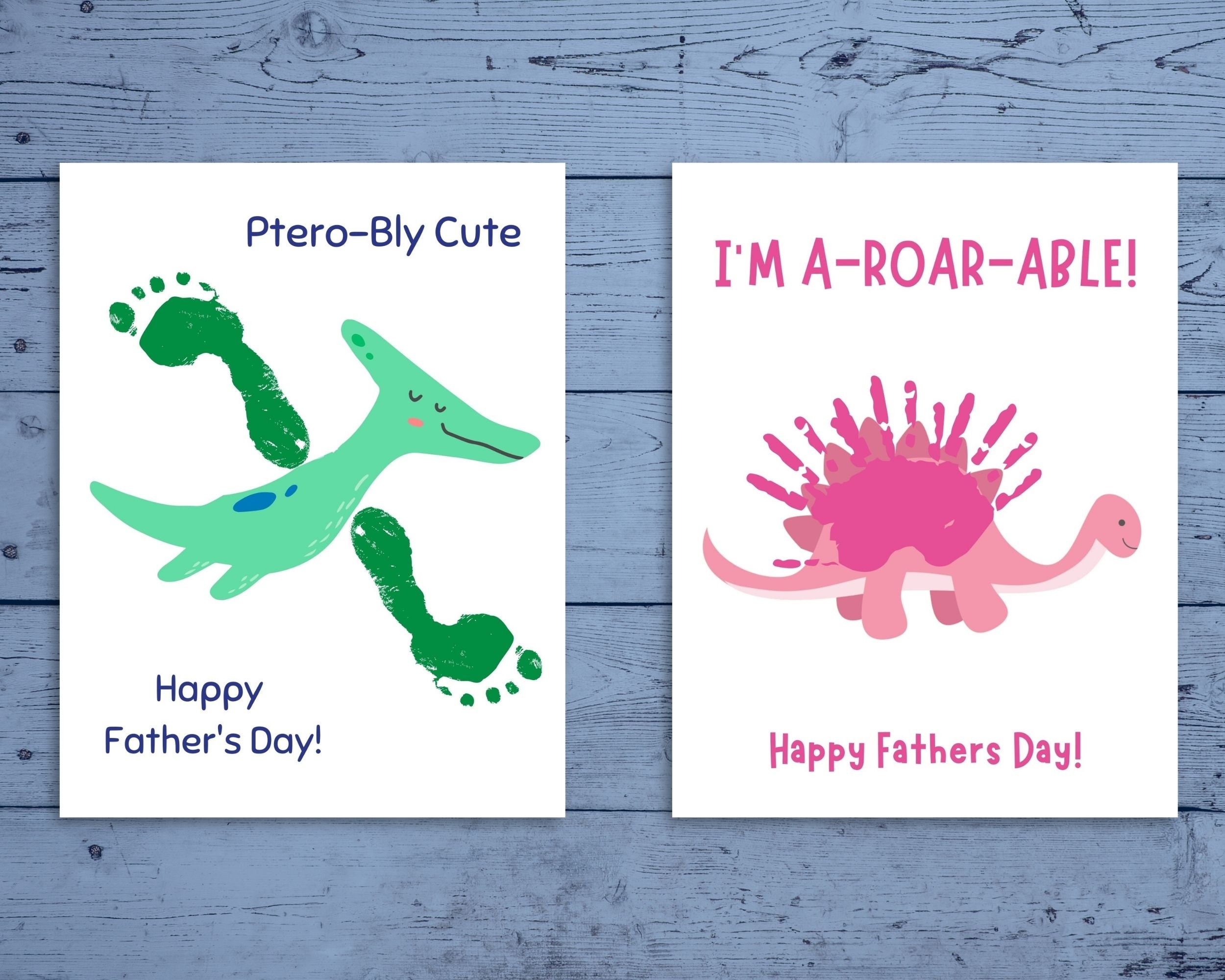 Fathers day card dinosaur baby footprint card happy -  Portugal