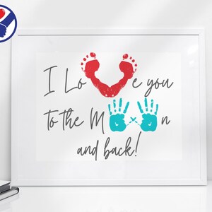 Mothers Day Handprint Art | I Love You to the Moon and Back | Gift for New Mom | First Mothers Day