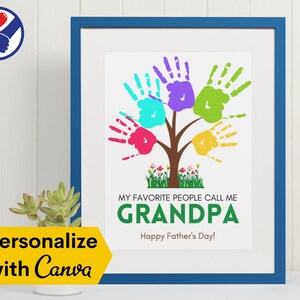 EDITABLE Grandpa's Tree Printable Handprint Art | Fathers Day Printable | My Favorite People Call Me Grandpa | Handprint Gifts