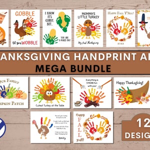 Thanksgiving Handprint Art MEGA Bundle | Handprint DIY Craft | Crafts for Kids | Personalized Handprint Gifts | Keepsake Art