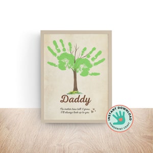 No Matter How Tall I Grow Tree Handprint Art Craft | Father's Day Personalized Gift for Dad | DIY Greeting Card for Kids Baby Toddler