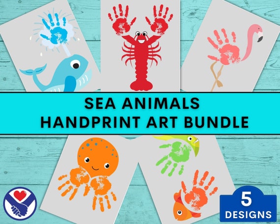 Sea Animals Handprint Art Bundle  Handprint Wall Art  Crafts