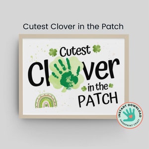 Cutest Clover in the Patch Shamrock Handprint Art Craft | DIY St Patrick's Day Crafts for Kids | Preschool Craft | Personalized Gift for Mom