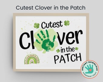Cutest Clover in the Patch Shamrock Handprint Art Craft | DIY St Patrick's Day Crafts for Kids | Preschool Craft | Personalized Gift for Mom