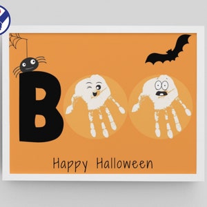 Halloween BOO Ghost Handprint Art | Cute Ghost Printable Craft | Toddler Halloween Craft | Handprint Art Keepsake