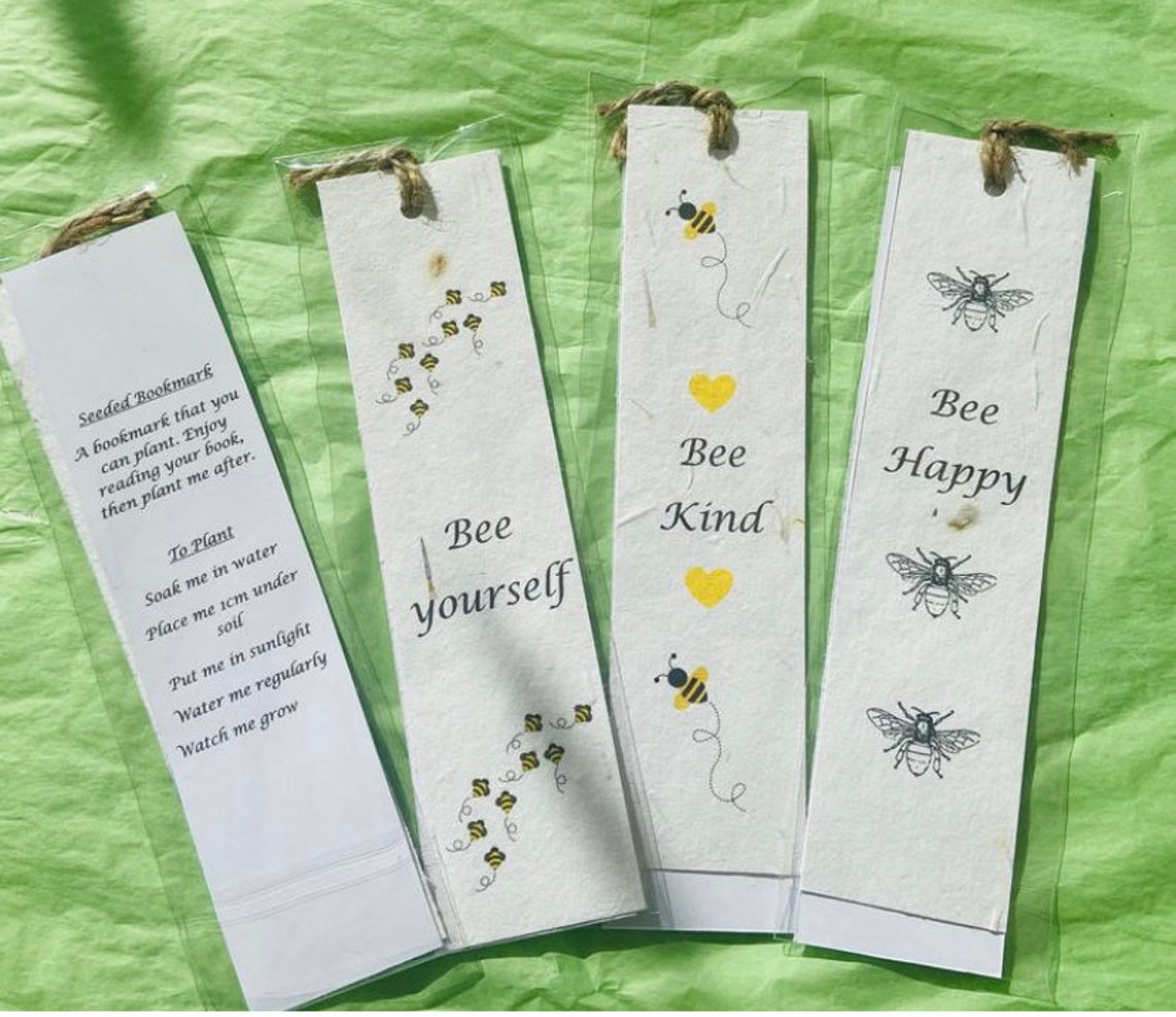 Seeded Bookmark Personalised Bookmark Gift Bee Gift Flower Etsy UK