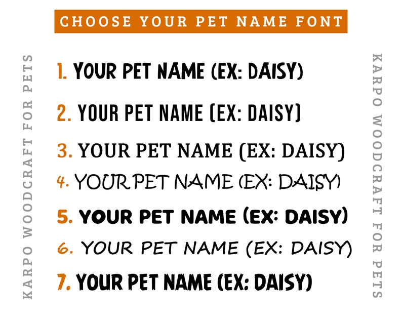 Choose a font for engraving dog name