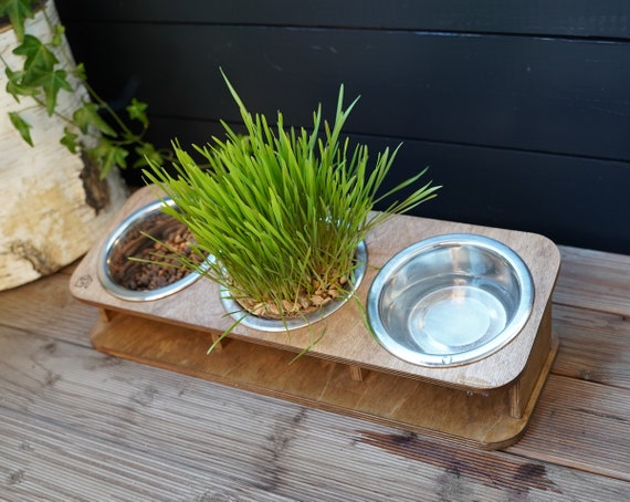 Ciotola Gatti 3 In 1 Con Supporto Rialzato - Doppia Ciotola Inclinata 15° Per Cibo E Acqua, Antiscivolo E Facile Da Pulire - Foto 9