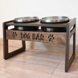 Raised Dog Bowl Stand for YETI or Ceramic Bowls, Elevated Bowl Feeder, Dog Food Bar - Yeti Bowls Not Included