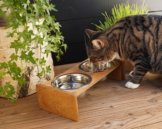 Cat Wooden Bowl Stand 350ml /1.5 Cups, Elevated Feeding Station for Cats or  Small Dogs; Single, Double or Triple Raised Cat Food Stand - Etsy Norway