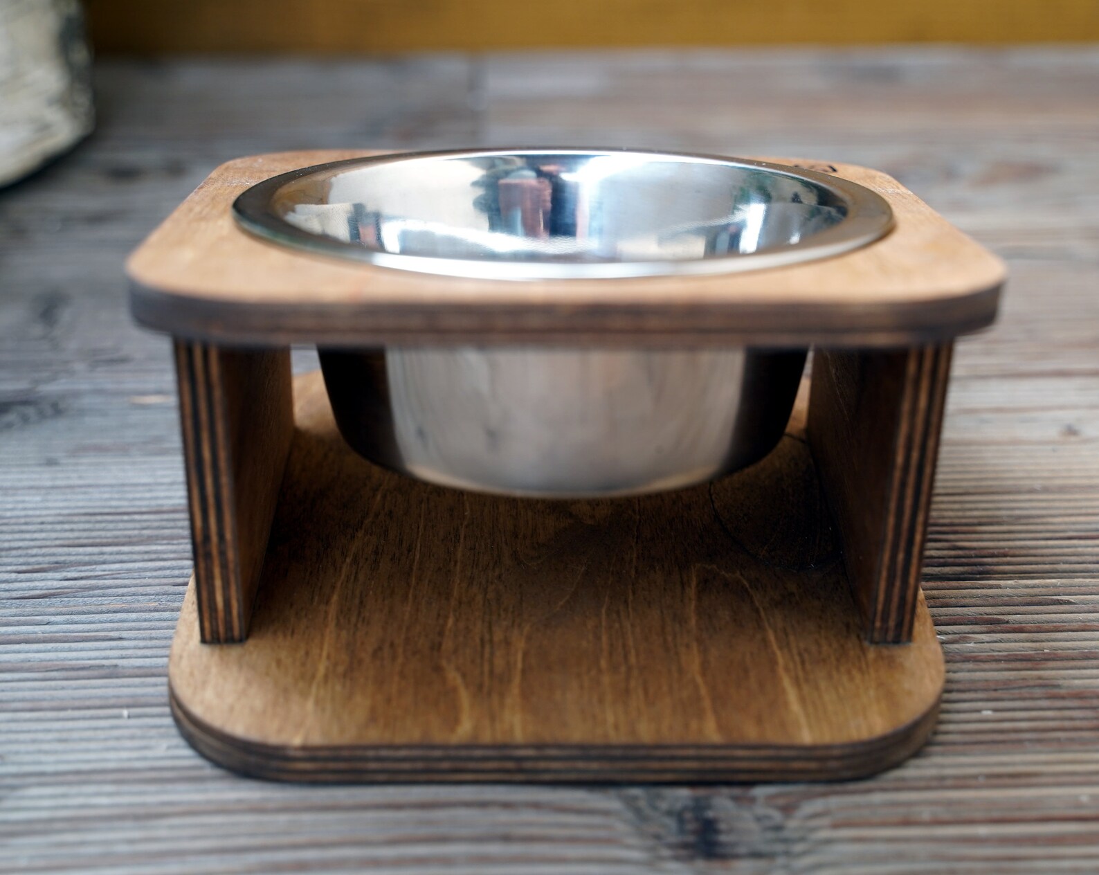 Tilted Bowl Stand Cat or Small Dog Wood Elevated Single Etsy