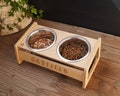Double Elevated Cat & Small Dog Bowls Feeding Station, Raised Cat Food Bowl, Personalized Cat Bowls Stand - 2 x 370ml / 1.5 cup bowl product logo