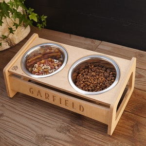 Elevated Dog Food Water Bowl - Raised Dog Bowls with Stand Non Skid -  Double Dog Feeding Bowl