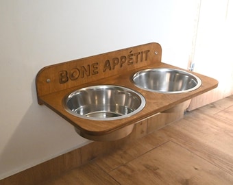 Personalisierter großer Hundenapf-Ständer (1,6 l oder 6,8 Tassen), erhöhter schwimmender Hundefutterspender, erhöhter Hundefütterungsständer, an der Wand befestigter Hundenapf