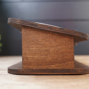 tilted wood stand for cats
