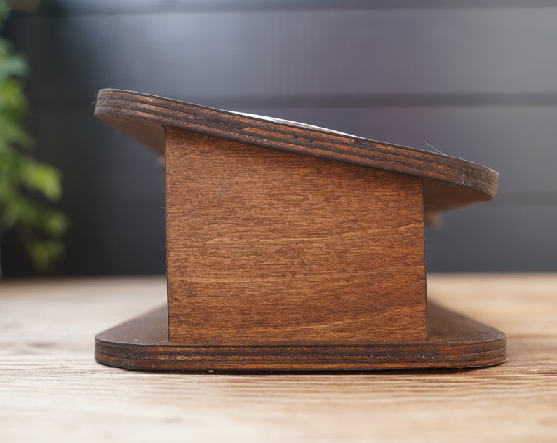 tilted wood stand for cats