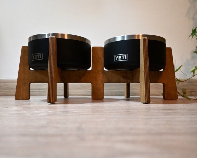 double wood stand for yeti bowls