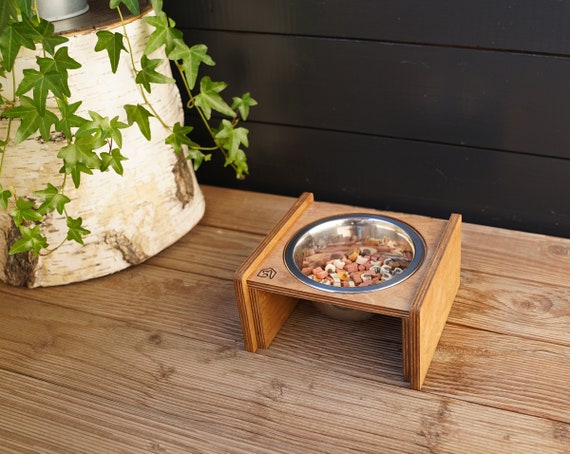 Double Elevated Cat & Small Dog Bowls Feeding Station, Raised Cat Food Bowl,  Personalized Cat Bowls Stand 2 X 370ml / 1.5 Cup Bowl 