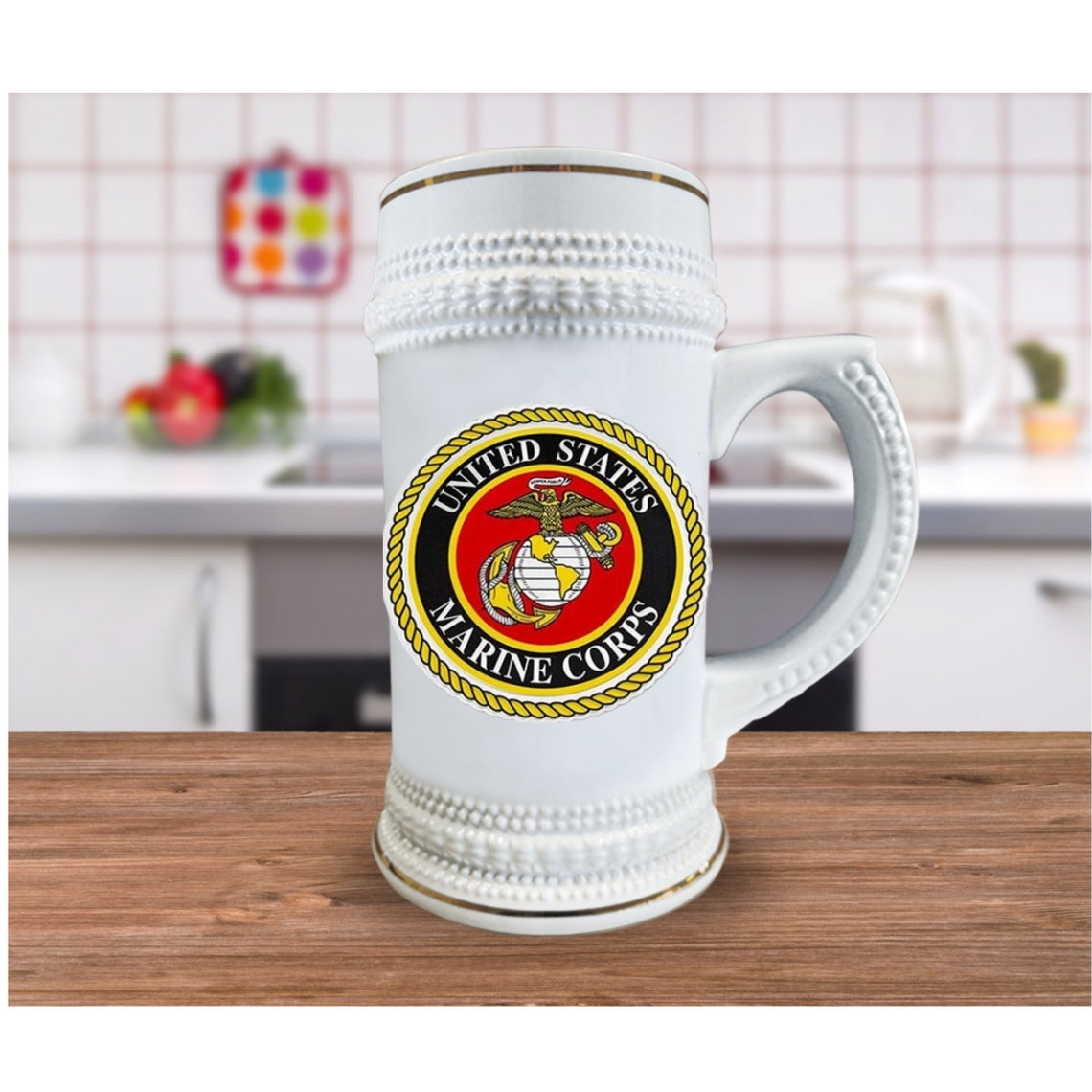 Personalized Military Beer Stein Ceramic Military Logo Beer Etsy