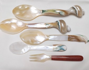 Mother of Pearl Spoon Set: Shell Caviar Spoons, Elegant Flatware
