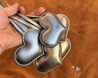 Metallic Leather Heart Keychain: Handmade Purse Bag Charm