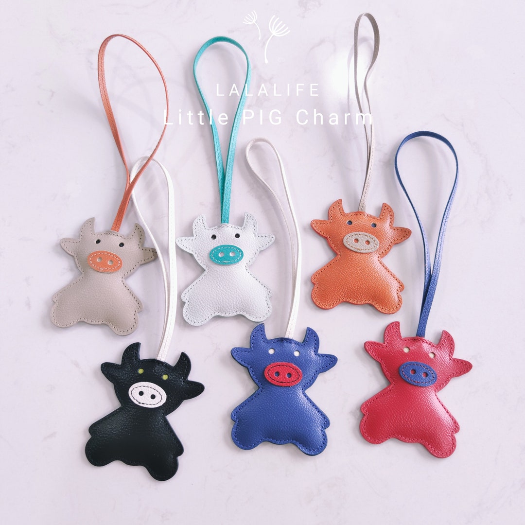 Leather Little Pig, Leather Bag Charm, Leather Pig, Leather Animal Bag ...