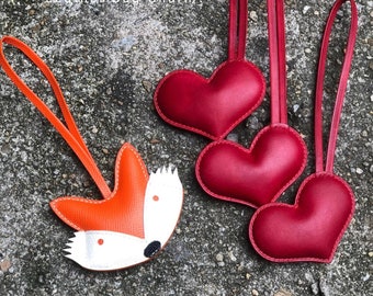 Leather Heart Charm, Leather Purse Charm, Heart Bag Charm, Heart Keychain, Handmade Leather Gift