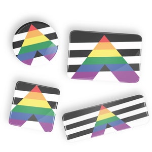 Gay Ally Pride Rainbow Flag pin badge button or magnet LGBT lgbtq lgbtqi lgbtqia