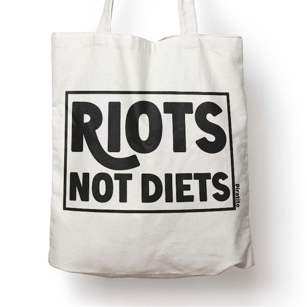 CafePress 'Riots Not Diets' Canvas Tote Bag - Reusable Natural Shopping Bag