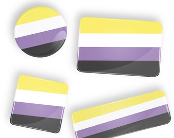 Non-Binary Enby Nonbinary Pride Flag pin badge button or magnet LGBT lgbtq lgbtqi lgbtqia