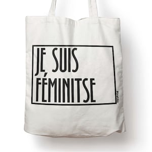 Je Suite Féministe - ナチュラル ヘビーデューティ キャンバス コットン トートバッグ ショッパー トートバッグ