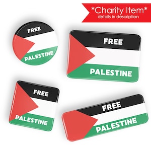 Free Palestine Flag pin badge button or magnet