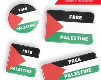 Free Palestine Flag pin badge button or magnet