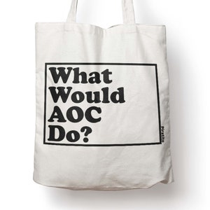 AOC Alexandria Ocasio Cortez natural heavy-duty canvas cotton tote bag shopper tote-bag