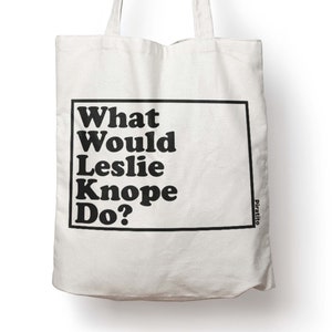 Leslie Knope Parks and Recreation natural heavy-duty canvas cotton tote bag shopper tote-bag