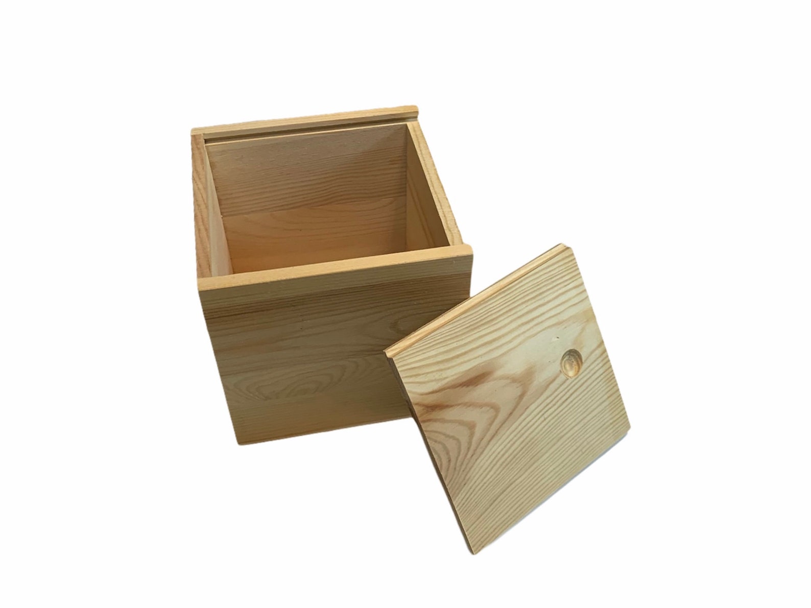 5 x 5 x 5 Unfinished Wood Box With Sliding Etsy