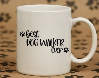 Regalos para paseadores de perros, Regalo de paseador de perros, Regalo de agradecimiento para paseador de perros, Regalo de Navidad para paseadores de perros, Mejor paseador de perros jamás taza