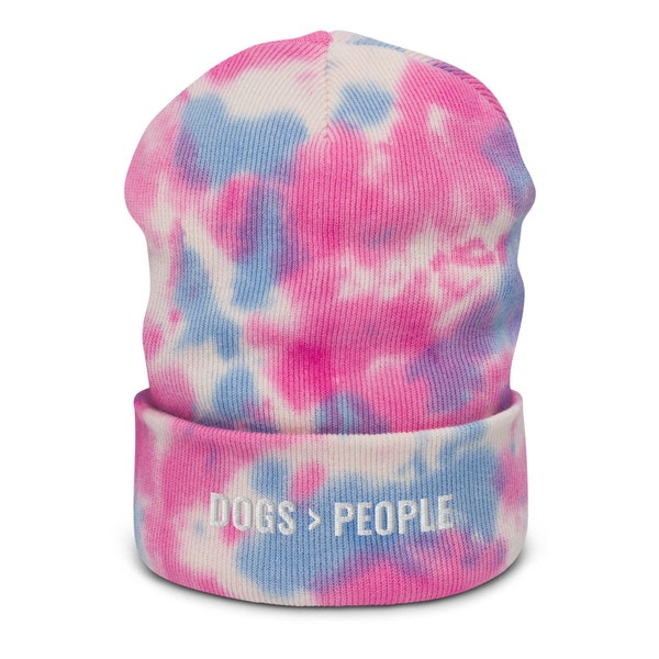 Dogs Over People Tie-dye Beanie, Caps for Dog Lovers, Slouchie Beanies, Tye Dye Beanies, Dog Person, Dog Lover Beanie, Dog Lover Hat