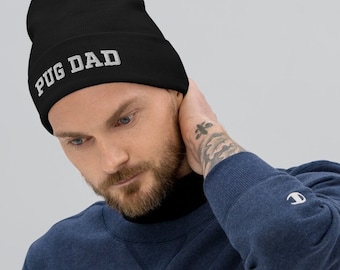 Pug Dad geborduurde muts, Pug Dad Hat, Pug Cap, Pug Holiday Cap, Pug Parent Christmas Gift, Pug Owner Gifts voor hem, Dog Couples Gift