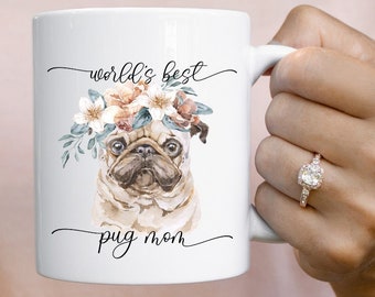 Tasse de maman de carlin, cadeaux de carlin pour des femmes, tasse de Noël de carlin, meilleure tasse de maman de carlin, cadeau de thème de carlin, chien d’aquarelle, tasse de café de cuisine de carlin, Noël