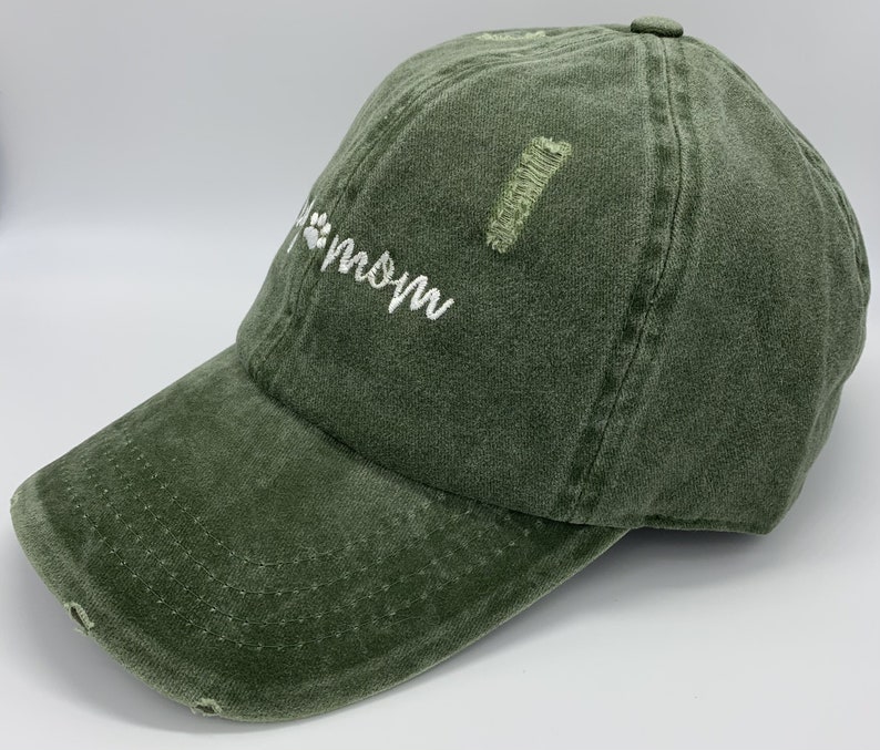 Pug Mom Baseball Cap Olive Distressed Vintage Wash Pug Gifts Pug Lover Gift