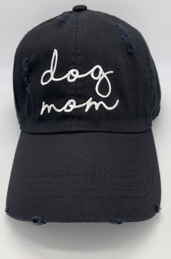 Distressed Dog Mom Baseball Hat, Gift Ideas for Dog Mamas, Dog Moms, Dog Cursive Script Minimalist Cap, Dog Mom Christmas, Cute Fur Mom Gift