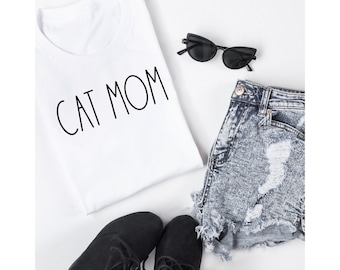 Cat Mom Shirt, Rae Dunn Inspired Cat Mom Gift for Women, Cute Cat TShirt, Cat Christmas T Shirt, Cat Crewneck, Kitten Cat Gift for Daughter