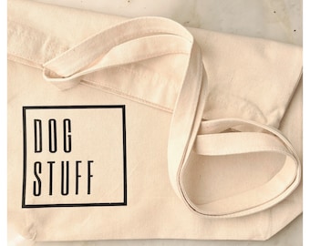 DOG STUFF, Dog Tote Bag, Large Canvas Dog Bag, Dog Shopping Bag, Zipper, Dog Bags, Dog Gift for Women, Dog Lovers, Dog Mama Christmas Gift