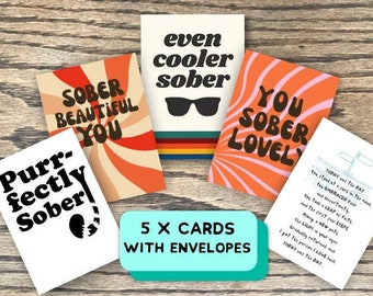 Sobriety Anniversary Card Bundle: Sober Gift, AA Soberversary (5-Pack)